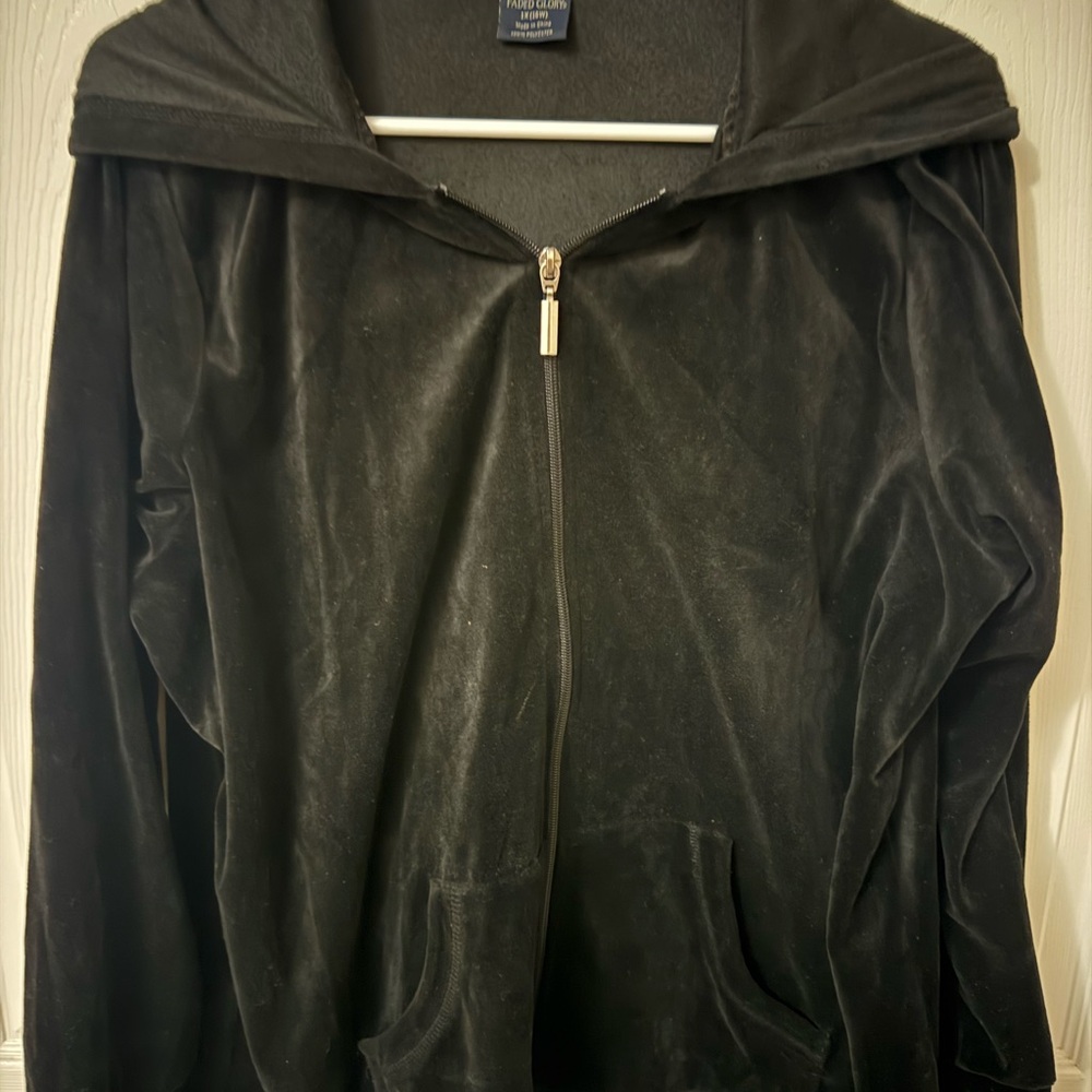 Faded Glory Black Velour Jacket